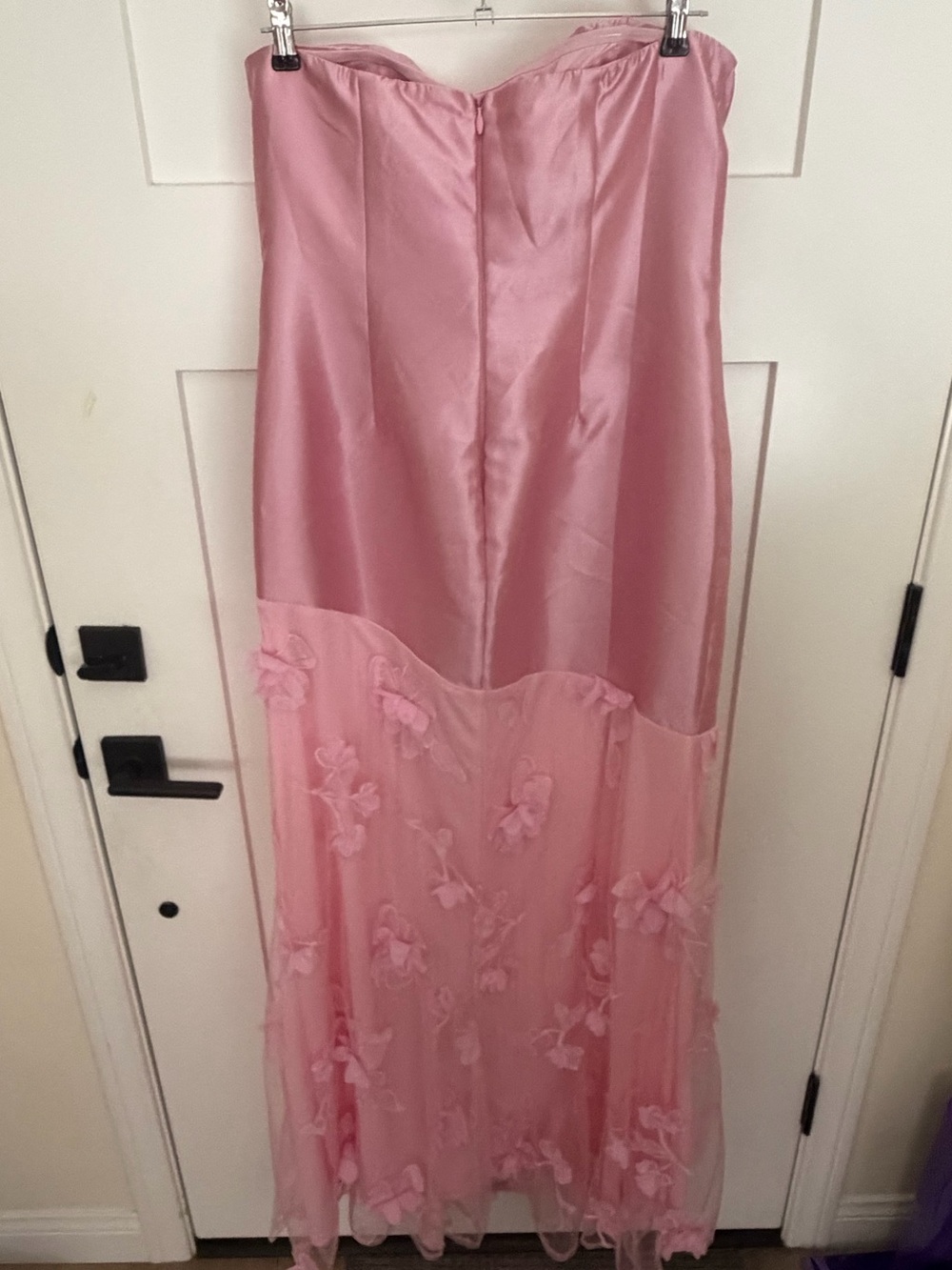 Fashion Nova Strapless Satin & Tulle Pink Floral Gown - Picture 4 of 12